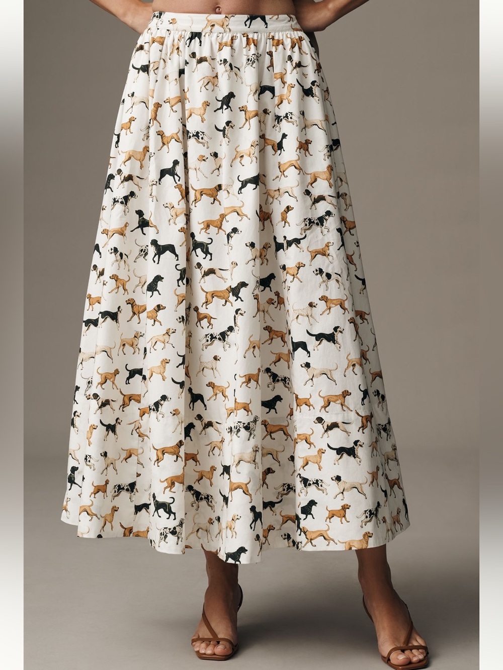 NWOT Maeve Anthropologie Jackie Poplin Dog Print Maxi Skirt